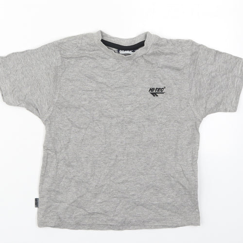 Hi Tec Boys Grey  Cotton Basic T-Shirt Size 5-6 Years Crew Neck Pullover