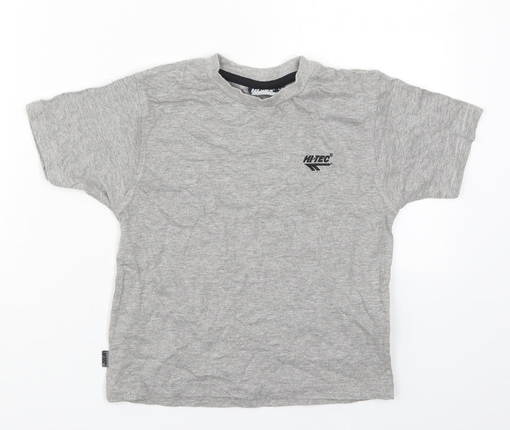 Hi Tec Boys Grey  Cotton Basic T-Shirt Size 5-6 Years Crew Neck Pullover