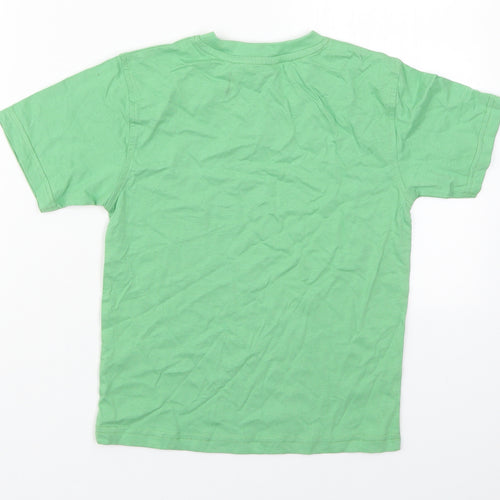 George Boys Green  Cotton Basic T-Shirt Size 6-7 Years V-Neck Pullover - 23