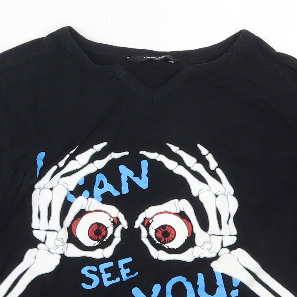 George Boys Black  Cotton Basic T-Shirt Size 6-7 Years Crew Neck Pullover - I Can See You