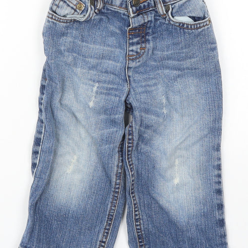 Matalan Boys Blue  Cotton Capri Jeans Size 12-18 Months  Button