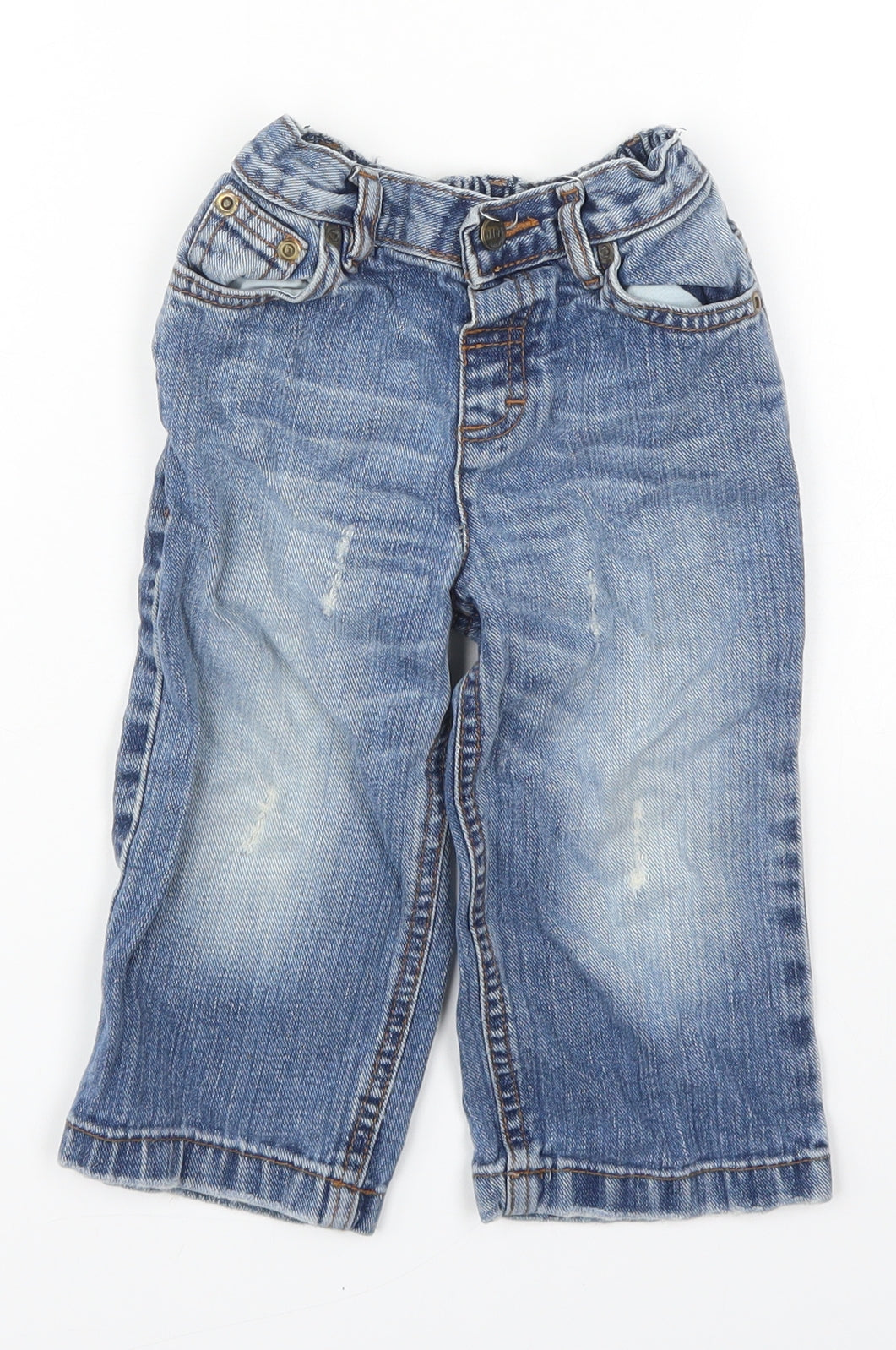 Matalan Boys Blue  Cotton Capri Jeans Size 12-18 Months  Button