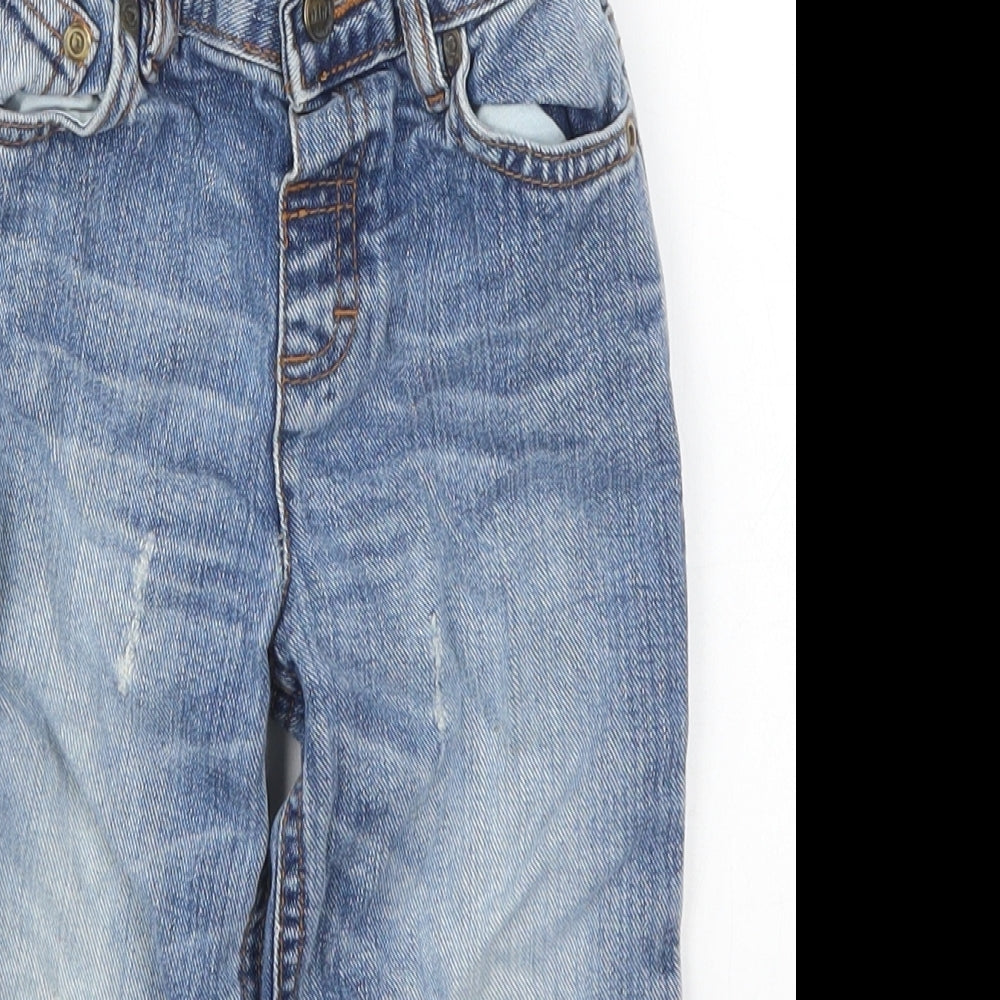 Matalan Boys Blue  Cotton Capri Jeans Size 12-18 Months  Button