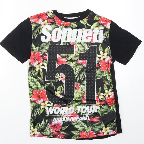 Sonneti Boys Multicoloured Floral Polyester Basic T-Shirt Size 12-13 Years Crew Neck Pullover - Sonneti World Tour 51