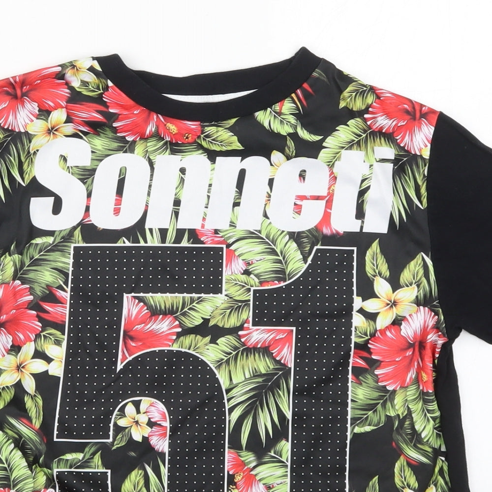 Sonneti Boys Multicoloured Floral Polyester Basic T-Shirt Size 12-13 Years Crew Neck Pullover - Sonneti World Tour 51