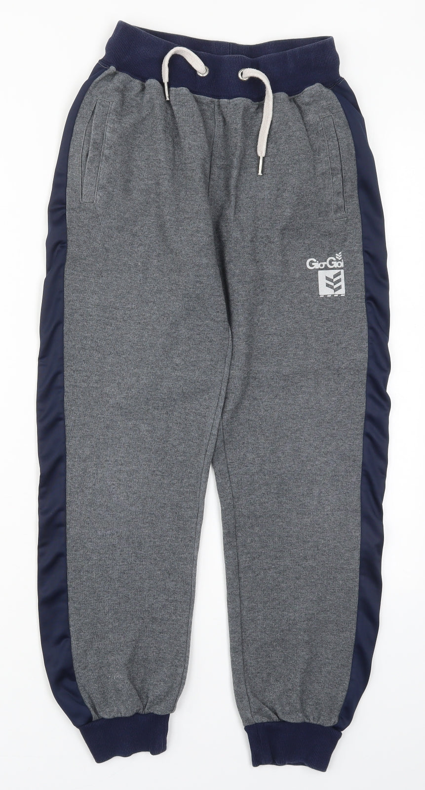 Gio Gio Boys Grey  Cotton Sweatpants Trousers Size 11-12 Years  Regular Drawstring - Blue