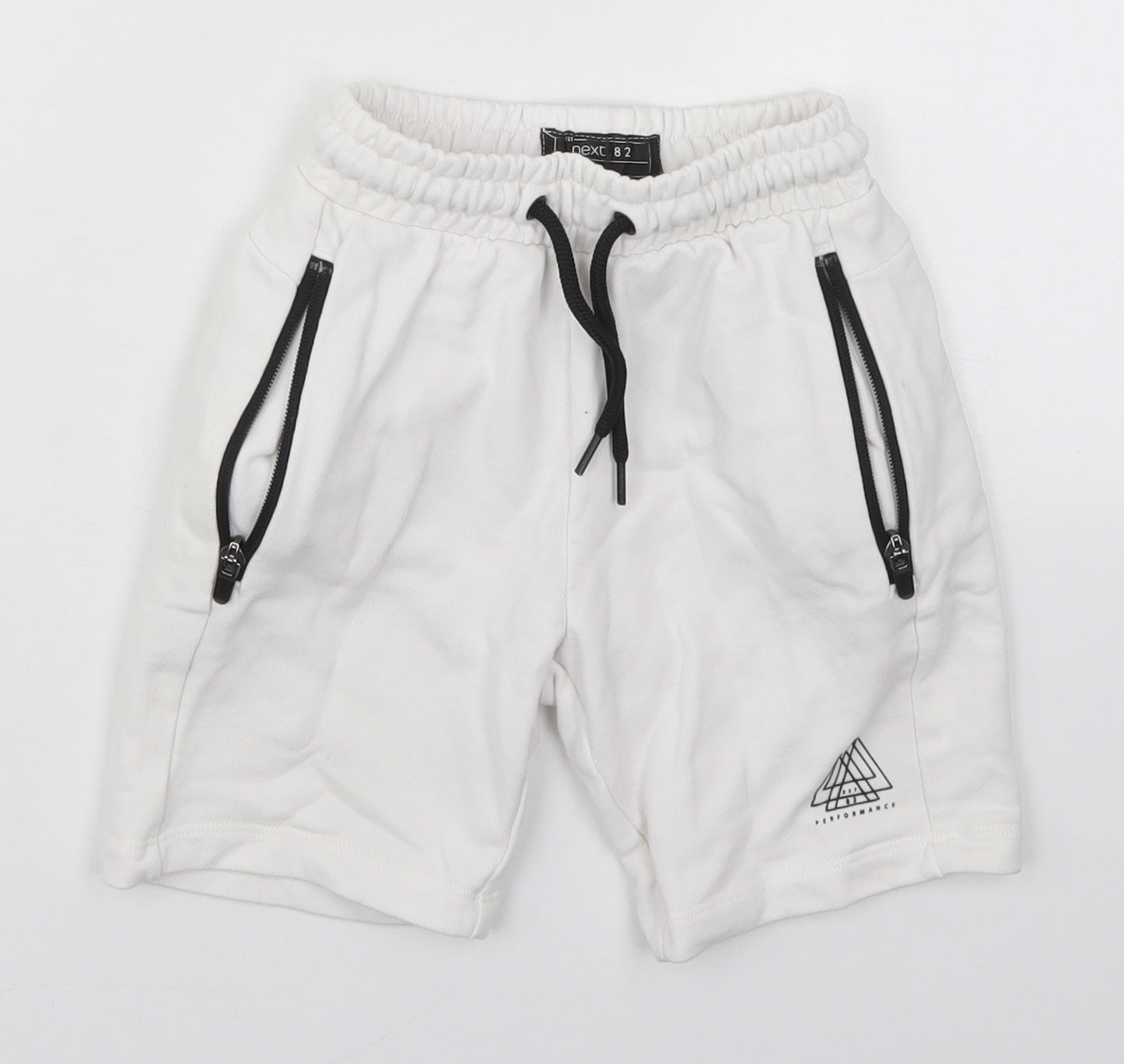 NEXT Boys White  Cotton Sweat Shorts Size 6 Years  Regular Drawstring