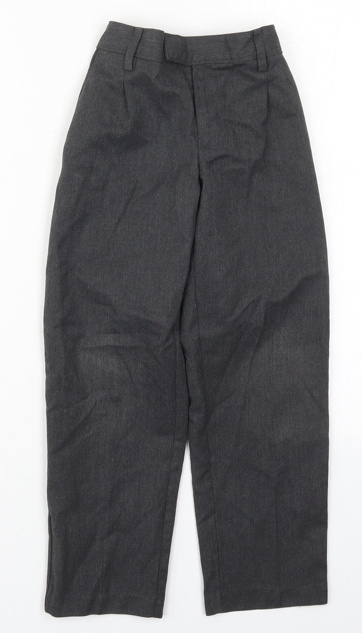 Marks and Spencer Boys Grey Polyester Dress Pants Trousers Size 6-7 Years Regular Hook & Eye