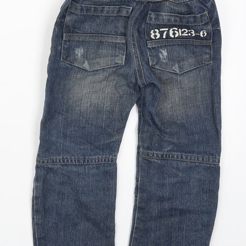 George Boys Blue  Cotton Straight Jeans Size 3-4 Years  Regular Button - Distressed Look