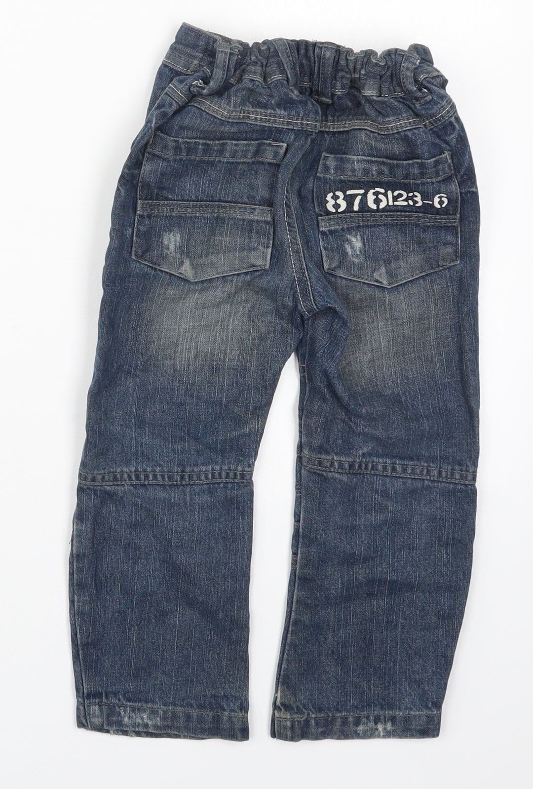 George Boys Blue  Cotton Straight Jeans Size 3-4 Years  Regular Button - Distressed Look