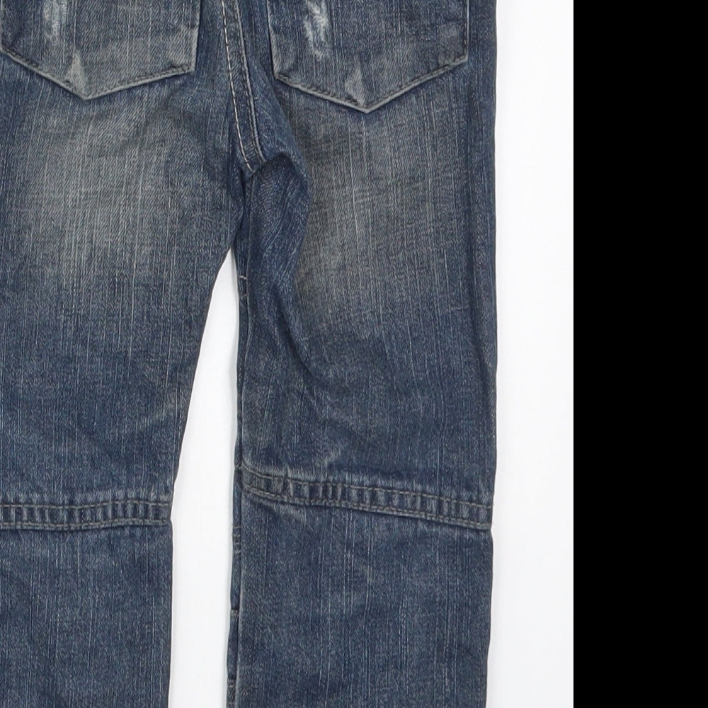 George Boys Blue  Cotton Straight Jeans Size 3-4 Years  Regular Button - Distressed Look