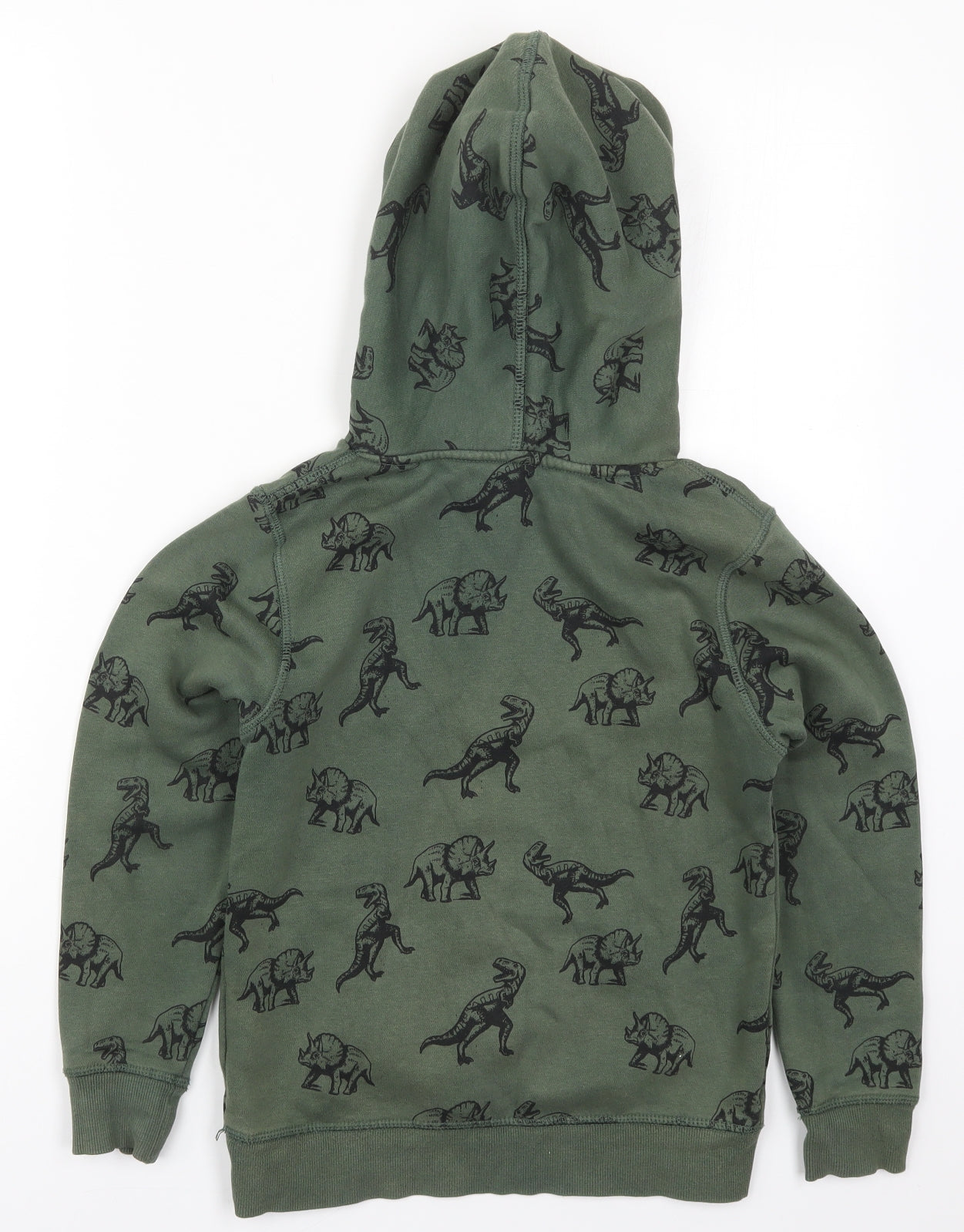 H&M Boys Green  Cotton Pullover Hoodie Size 9-10 Years  Pullover - Dinosaurs