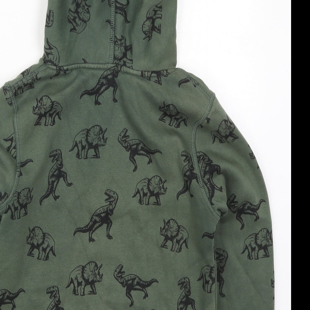 H&M Boys Green  Cotton Pullover Hoodie Size 9-10 Years  Pullover - Dinosaurs