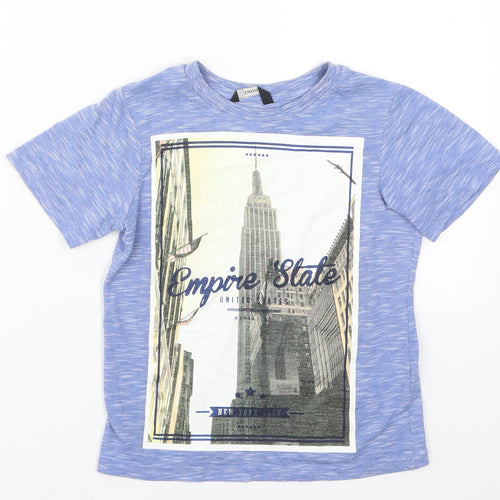 George Boys Blue  Polyester Basic T-Shirt Size 4-5 Years Crew Neck Pullover - Empire State