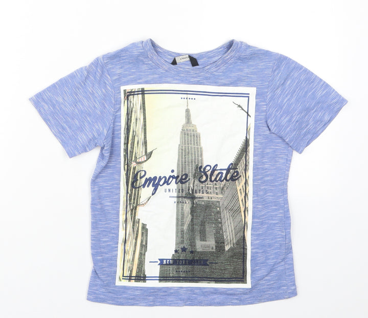 George Boys Blue  Polyester Basic T-Shirt Size 4-5 Years Crew Neck Pullover - Empire State