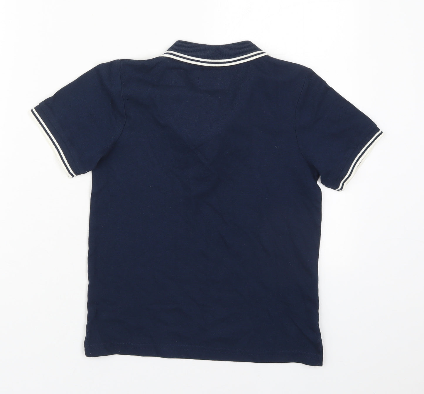 TU Boys Blue  Cotton Basic Polo Size 7 Years Collared Pullover - Anchor