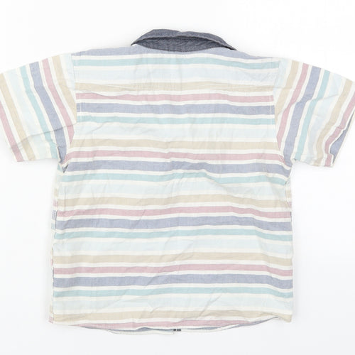 Matalan Boys Multicoloured Striped Cotton Basic Button-Up Size 4-5 Years Collared Button