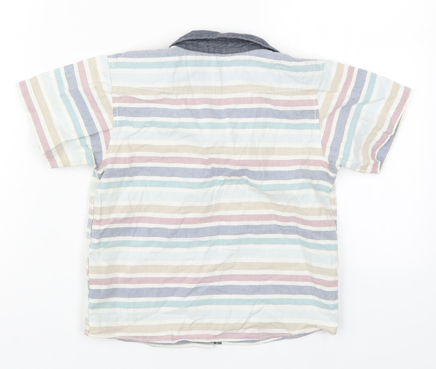 Matalan Boys Multicoloured Striped Cotton Basic Button-Up Size 4-5 Years Collared Button