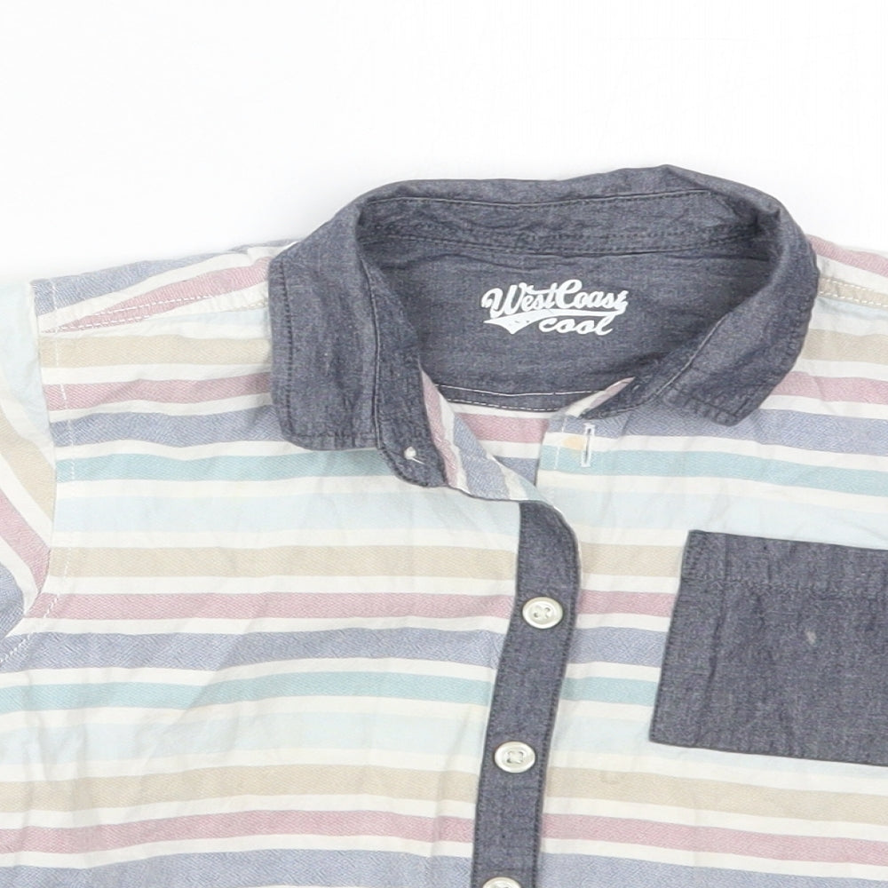 Matalan Boys Multicoloured Striped Cotton Basic Button-Up Size 4-5 Years Collared Button