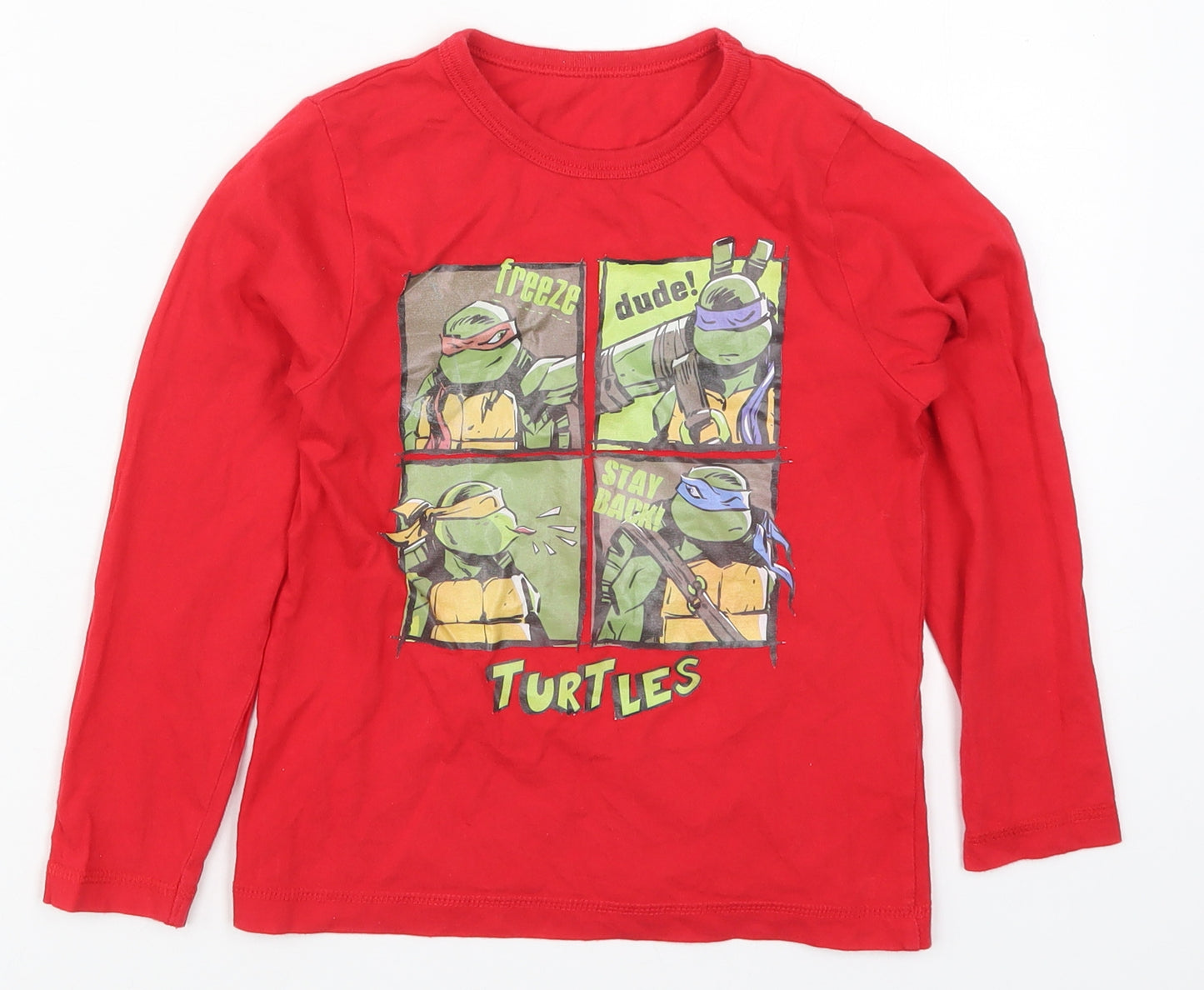 George Boys Red Solid Cotton  Pyjama Top Size 5-6 Years  Pullover - Teenage Mutant Ninja Turtles
