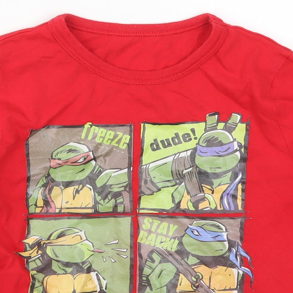George Boys Red Solid Cotton  Pyjama Top Size 5-6 Years  Pullover - Teenage Mutant Ninja Turtles