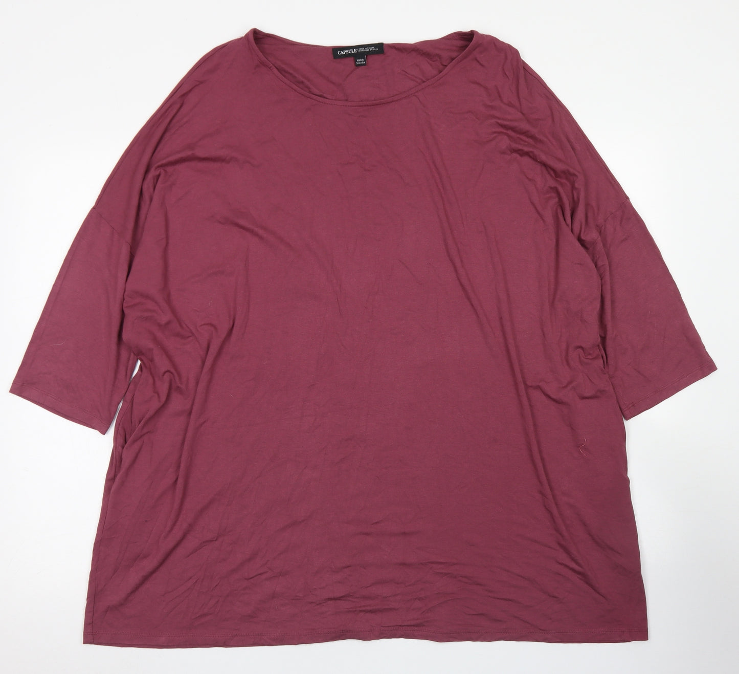 Capsule Womens Purple  Viscose Basic T-Shirt Size 22 Round Neck