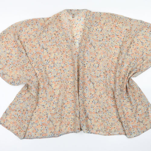 915 Generation Girls Pink Floral Polyester Kimono Blouse Size S Round Neck
