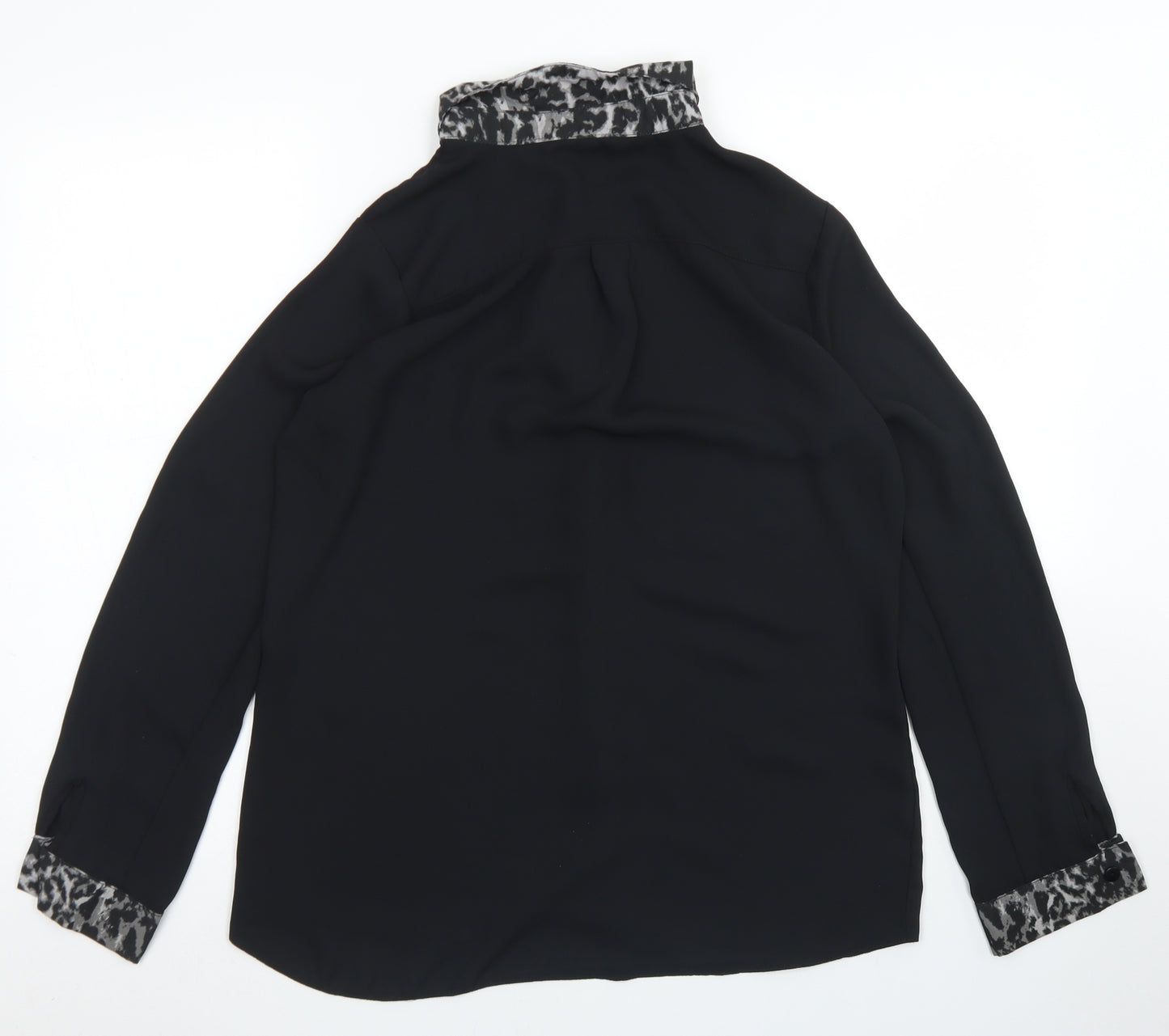 Select Womens Black  Polyester Basic Blouse Size 10 Collared