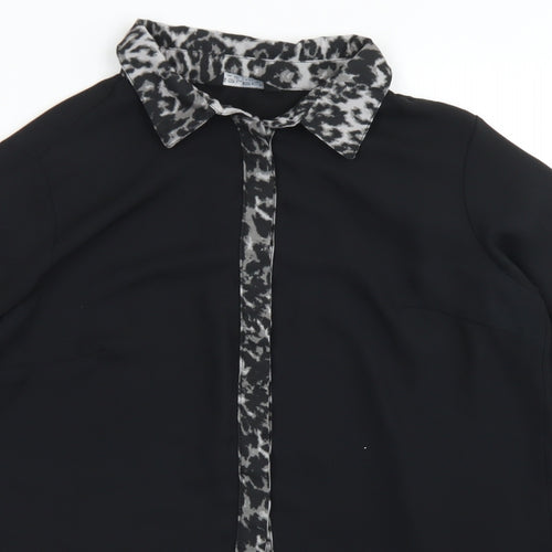 Select Womens Black  Polyester Basic Blouse Size 10 Collared