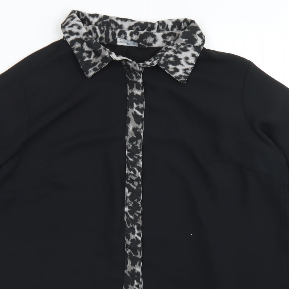 Select Womens Black  Polyester Basic Blouse Size 10 Collared