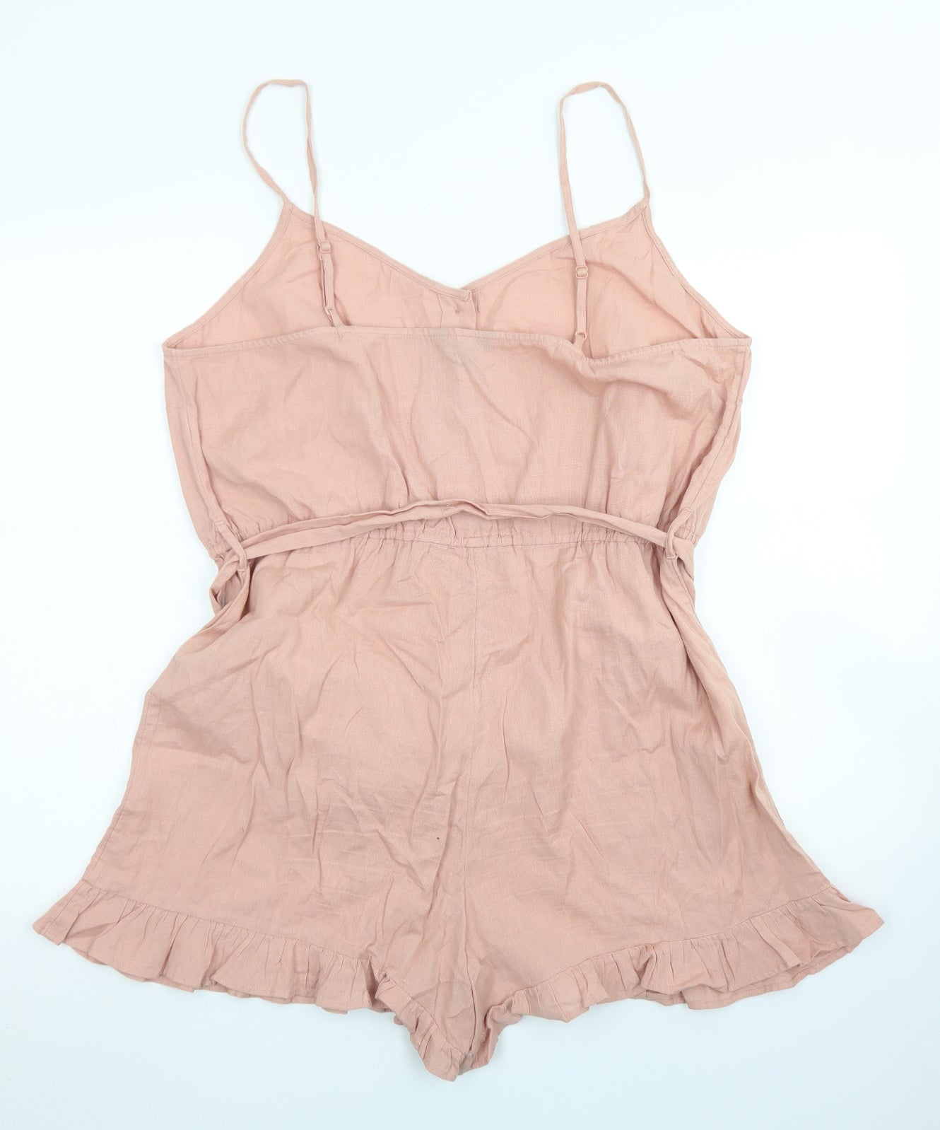 New Look Womens Pink  Cotton Playsuit One-Piece Size 18  Button