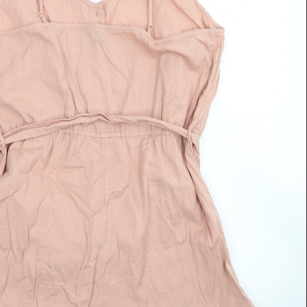 New Look Womens Pink  Cotton Playsuit One-Piece Size 18  Button