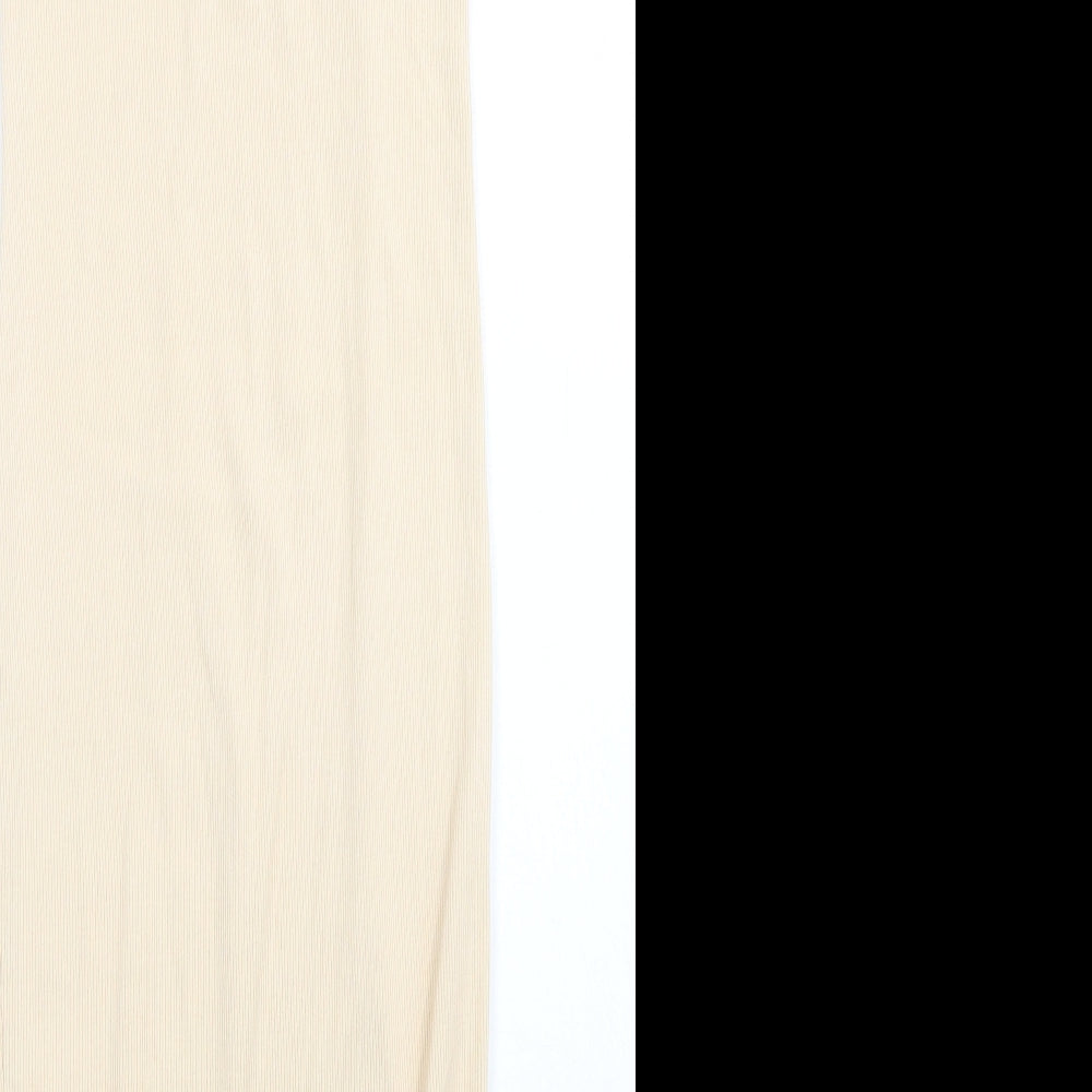Boohoo Womens Beige  Cotton Bodycon  Size 8  Mock Neck  - 1/4 Zip