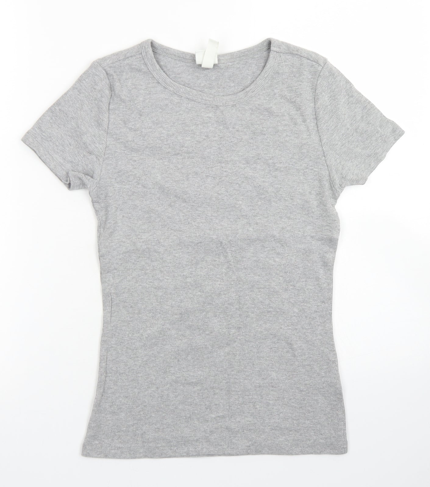 H&M Womens Grey  Cotton Basic T-Shirt Size S Crew Neck