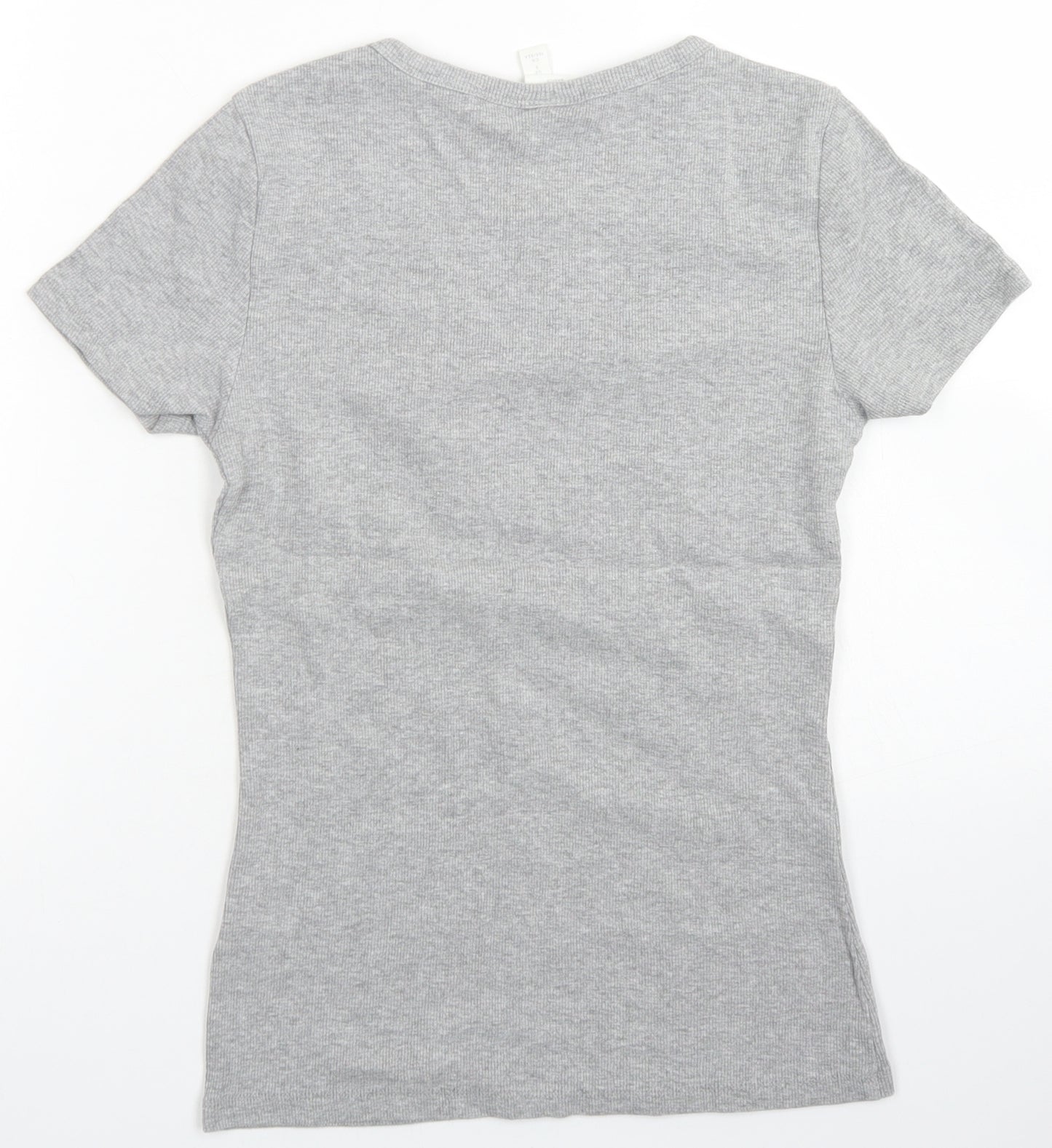 H&M Womens Grey  Cotton Basic T-Shirt Size S Crew Neck