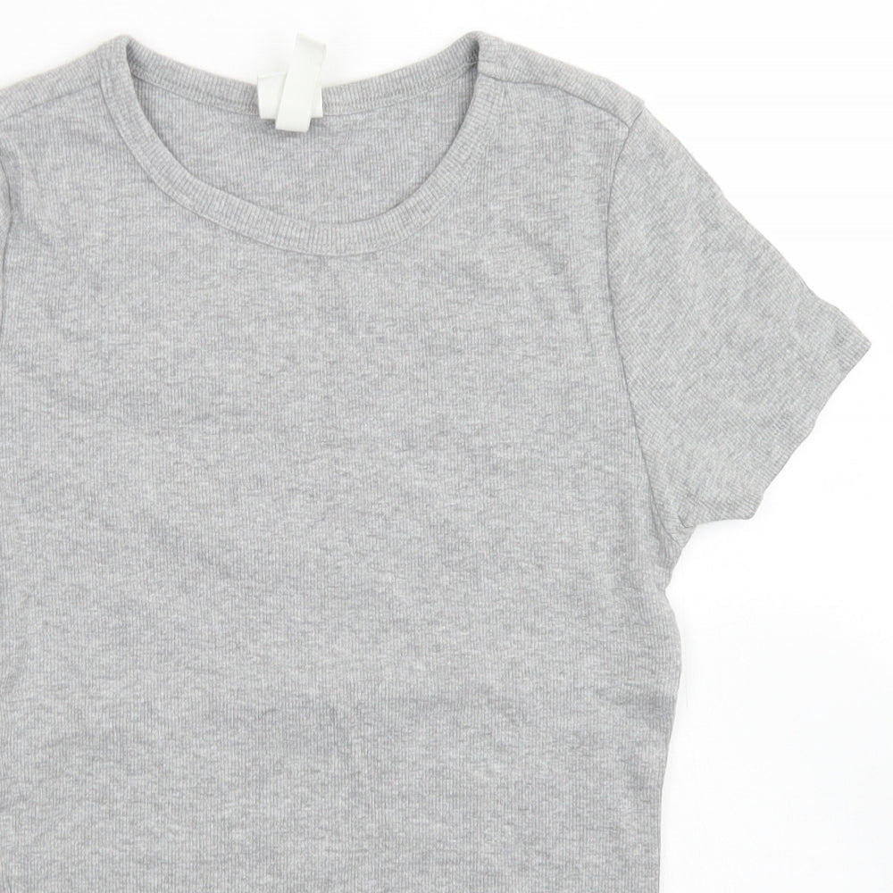 H&M Womens Grey  Cotton Basic T-Shirt Size S Crew Neck