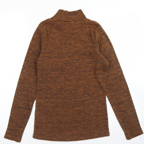 TU Womens Brown  Cotton Basic T-Shirt Size 10 Mock Neck
