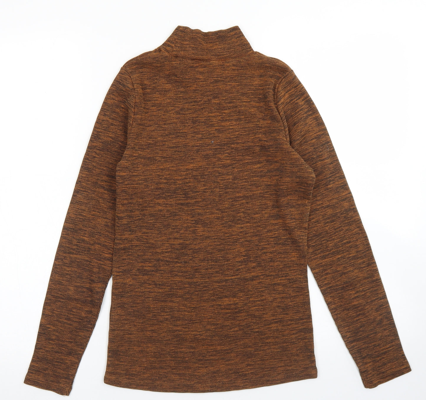 TU Womens Brown  Cotton Basic T-Shirt Size 10 Mock Neck