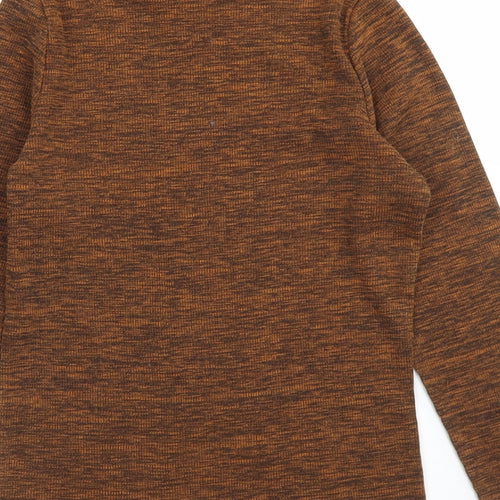 TU Womens Brown  Cotton Basic T-Shirt Size 10 Mock Neck