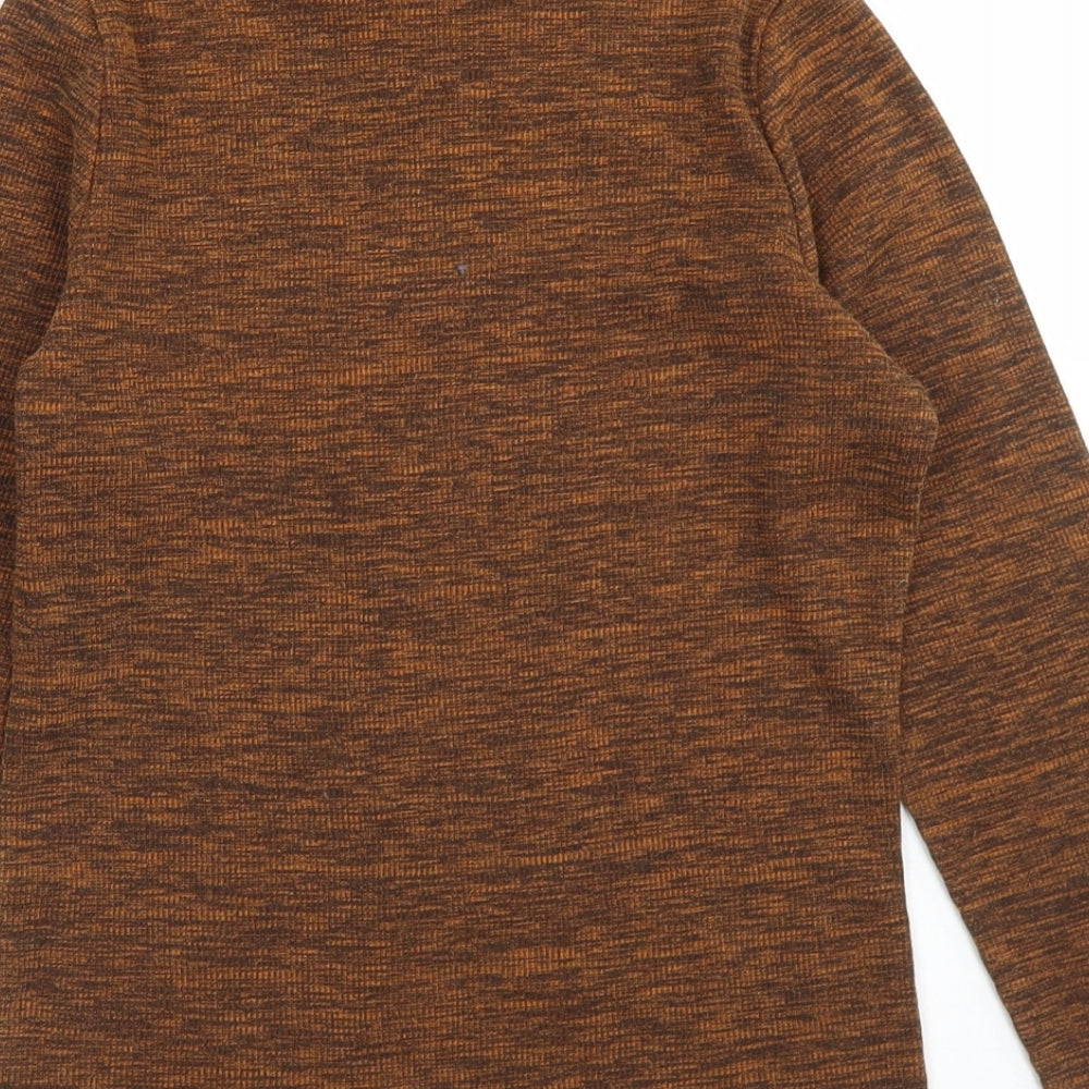 TU Womens Brown  Cotton Basic T-Shirt Size 10 Mock Neck