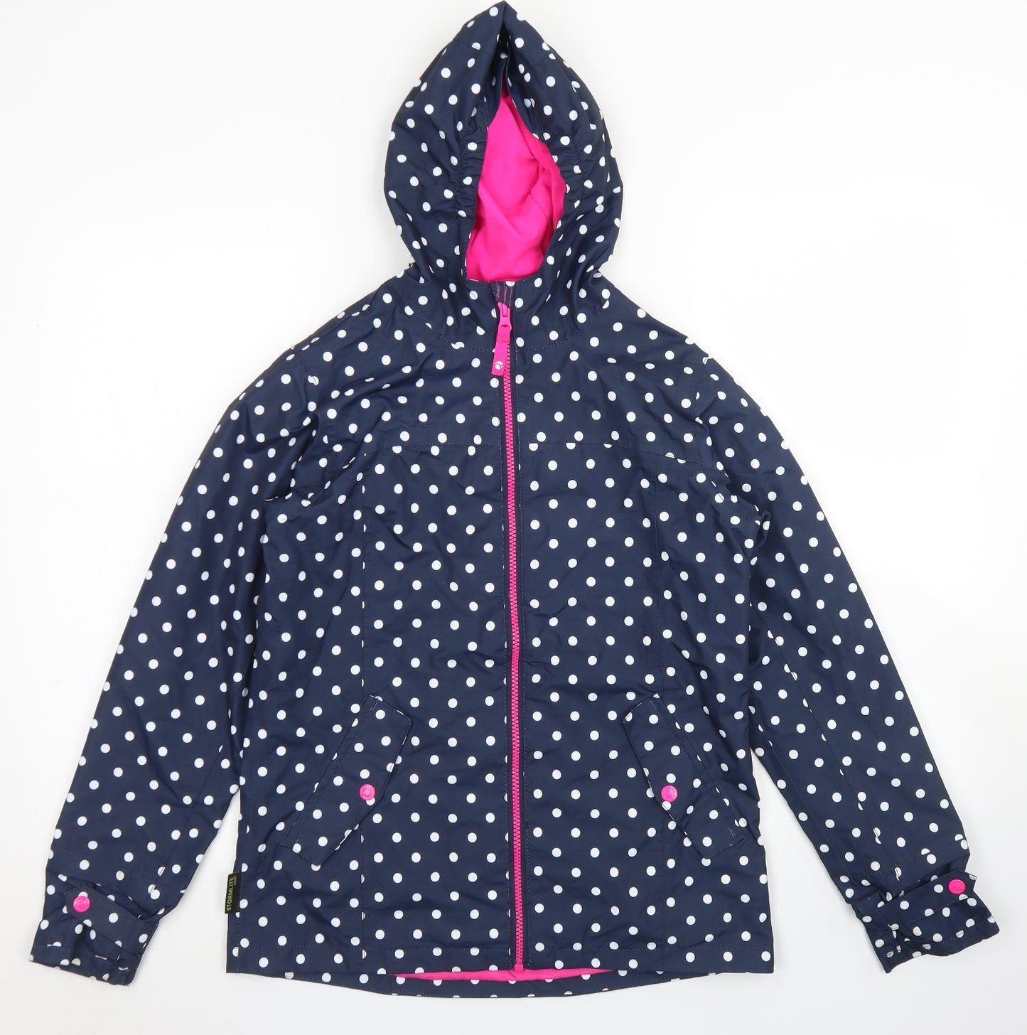 Gelert Girls Blue Polka Dot  Rain Coat Coat Size 13 Years  Zip