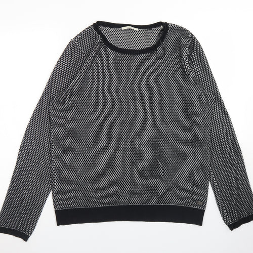 EDC Womens Black Crew Neck Geometric Cotton Pullover Jumper Size XL