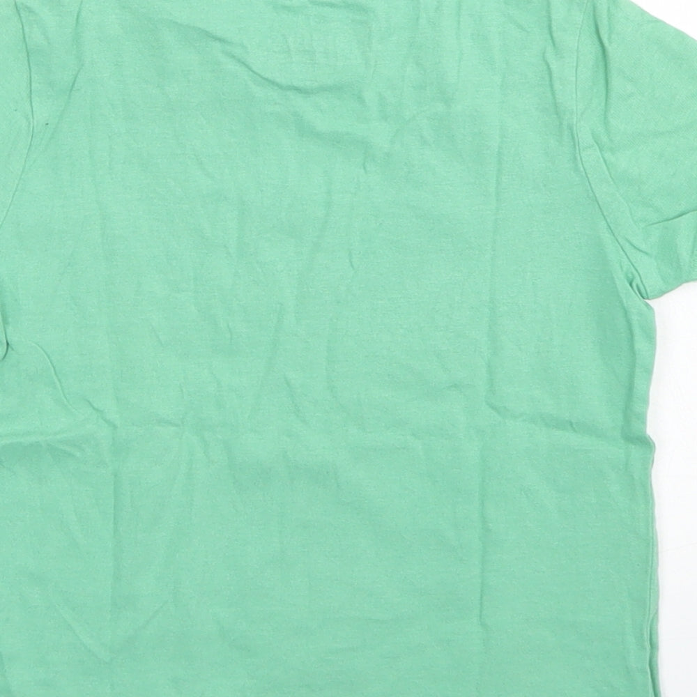 M&S Boys Green  Cotton Basic T-Shirt Size 4-5 Years Crew Neck  - Dinosaurs