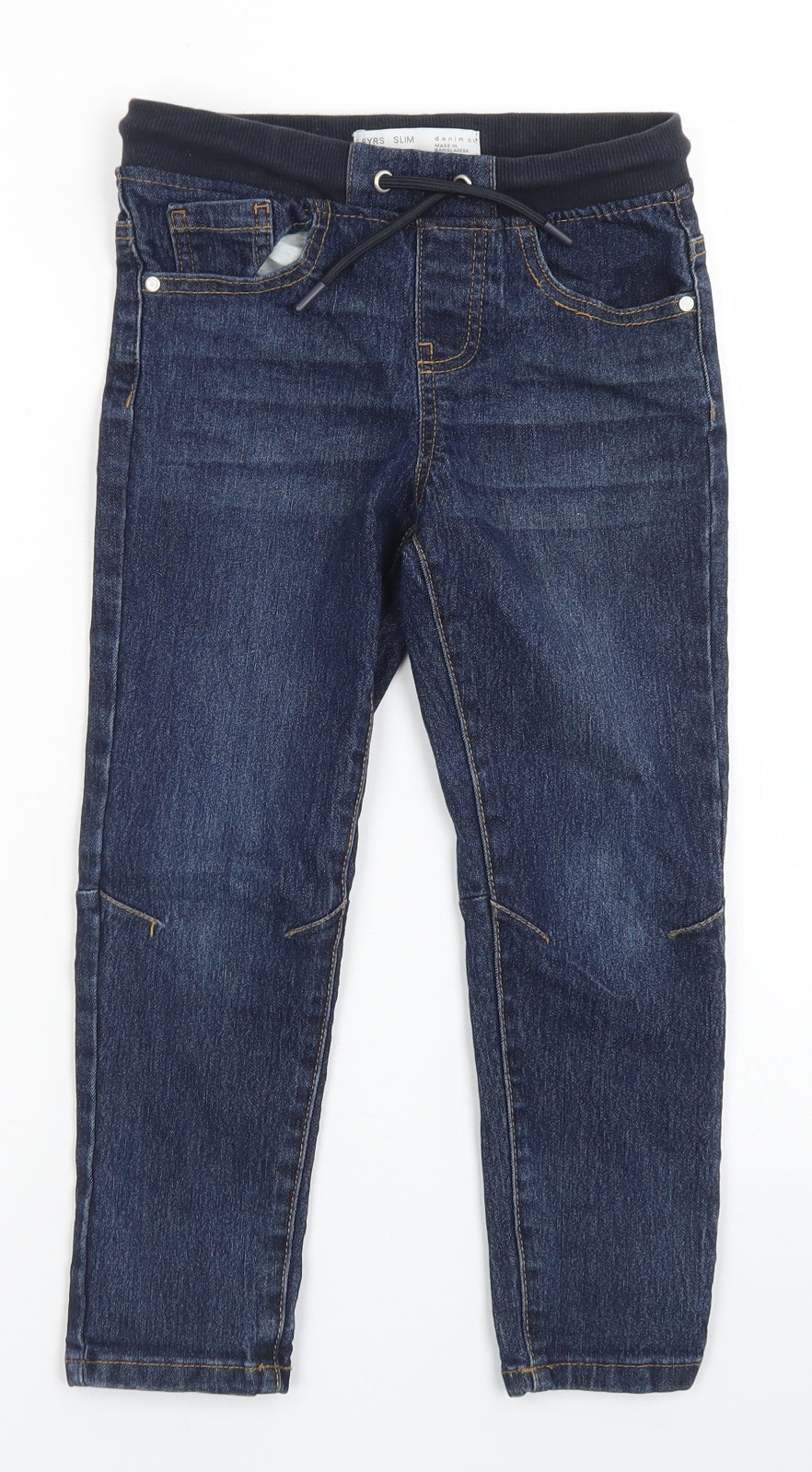 Denim Co Boys Blue  Cotton Straight Jeans Size 5-6 Years  Regular Drawstring