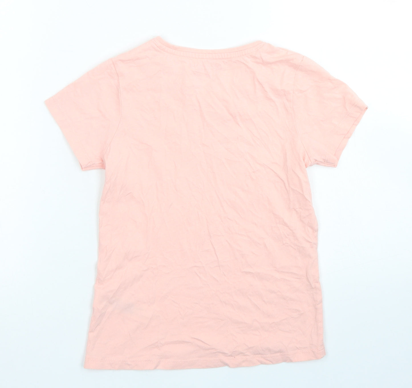 Primark Girls Pink  Cotton Basic T-Shirt Size 7-8 Years Crew Neck
