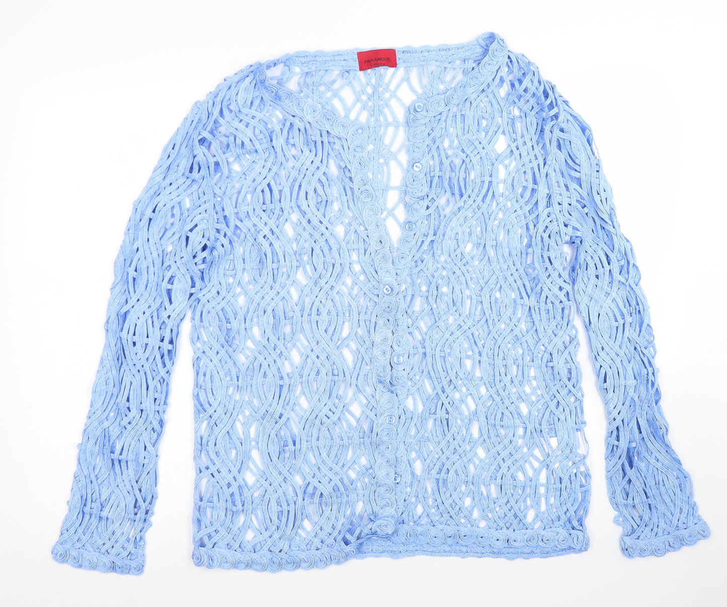 Paramour Womens Blue Round Neck  Viscose Cardigan Jumper Size XL