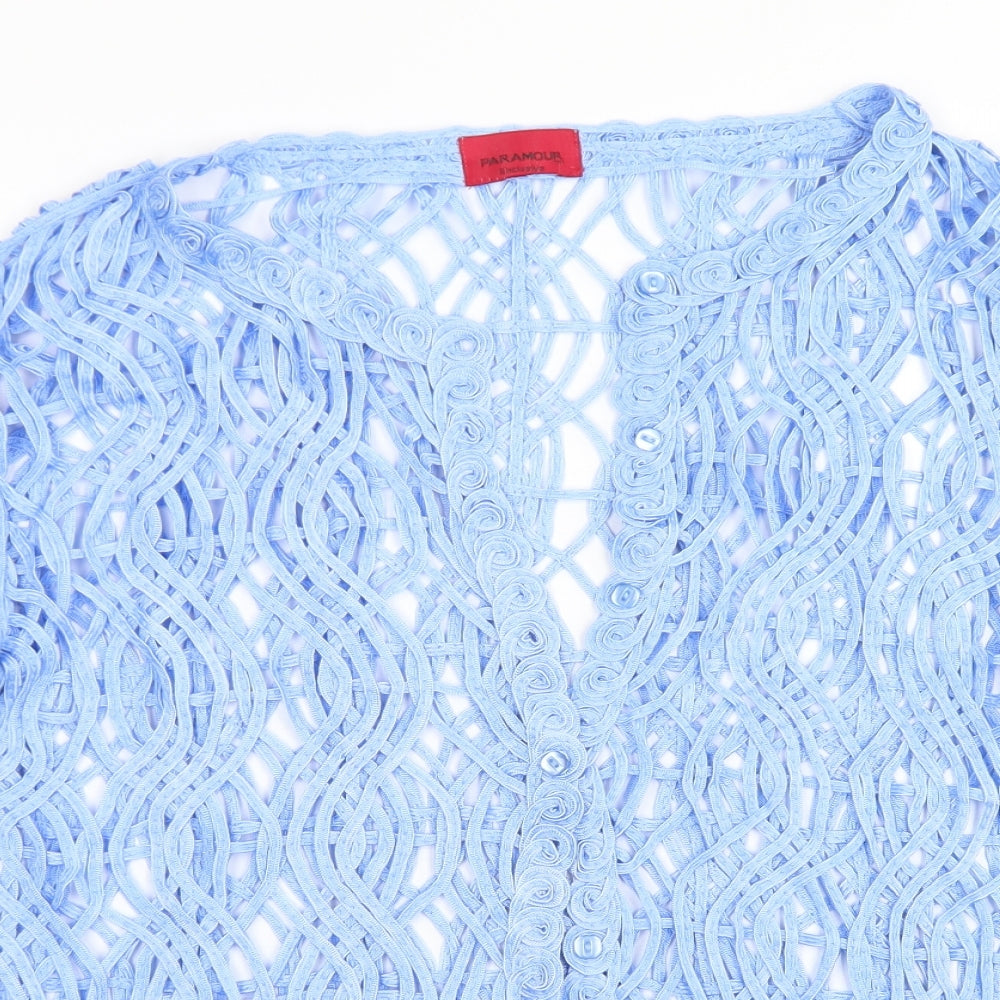 Paramour Womens Blue Round Neck  Viscose Cardigan Jumper Size XL