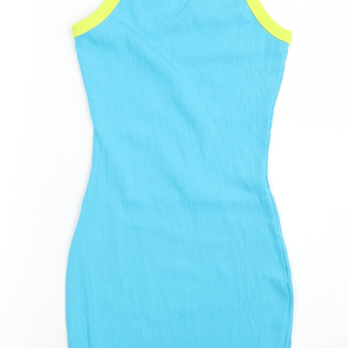 Primark Womens Blue  Cotton Bodycon  Size 8  Round Neck