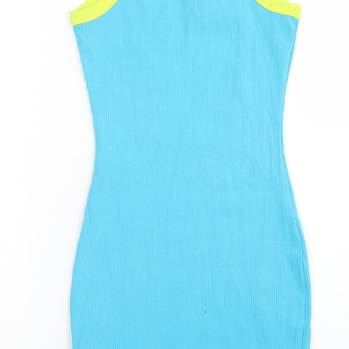 Primark Womens Blue  Cotton Bodycon  Size 8  Round Neck