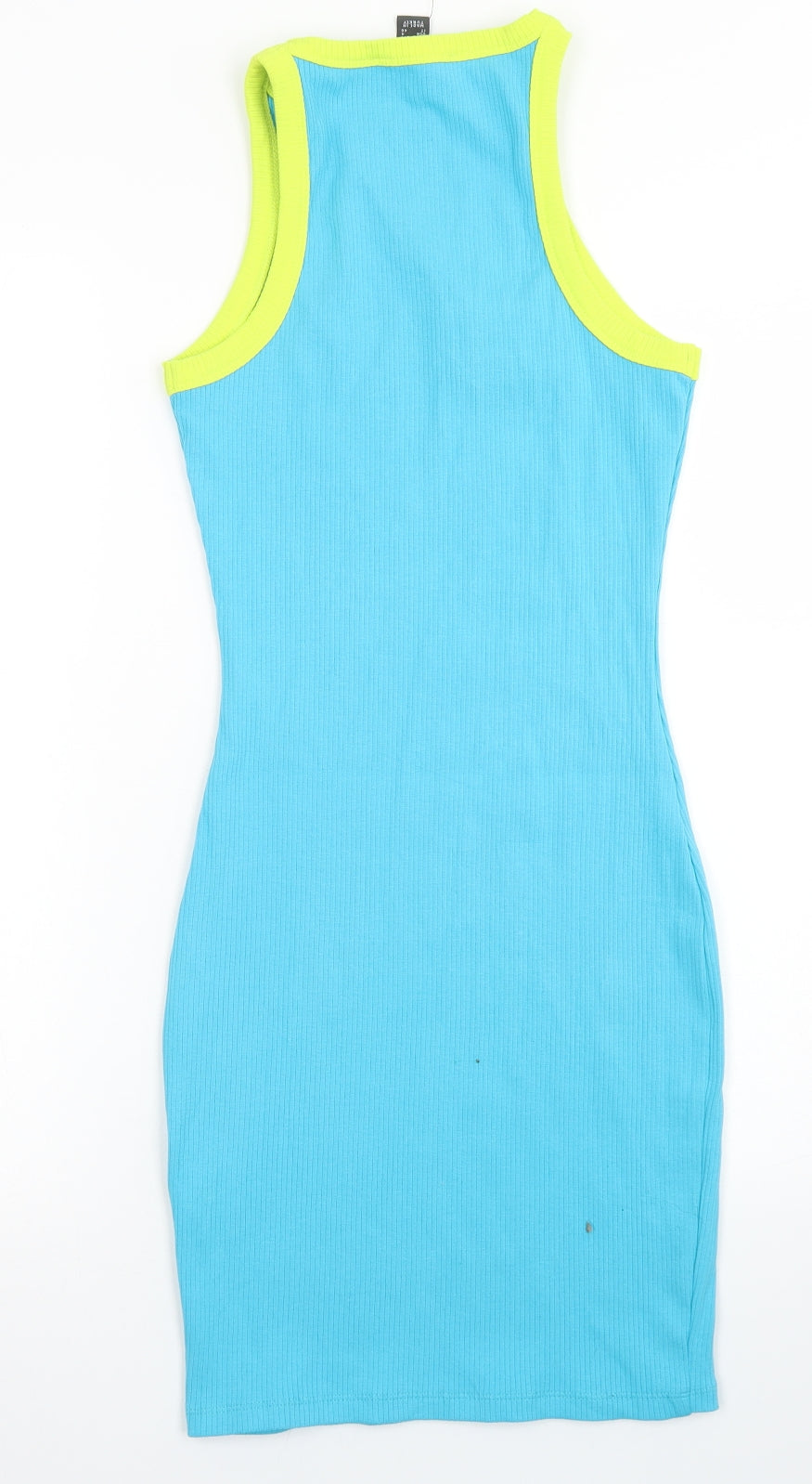 Primark Womens Blue  Cotton Bodycon  Size 8  Round Neck